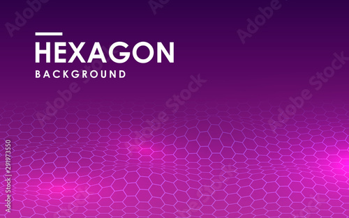 Dynamic abstract purple gradient background with wavy hexagon lines