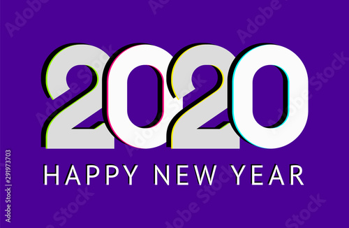 Happy New Year greeting card design. 2020 Chinese year of rat