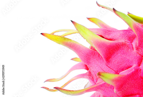 Close up of dragon fruits texture on white backgrounds