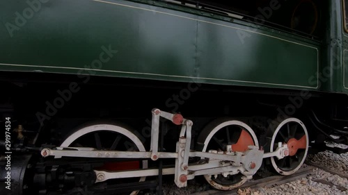 4K Left side moving old historical vintage steam locomotive, Railway Museum Ljubljana photo