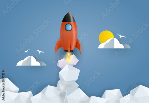 Obraz Start rakiety. Koncepcja rozpoczęcia działalności gospodarczej, zwiększenia lub sukcesu