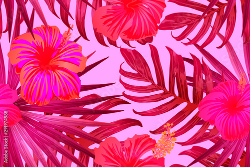 Pink red exotic pattern.