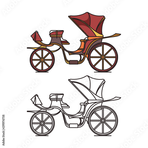 Victorian or French chariot. Retro calash or buggy