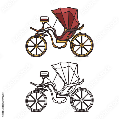 French vintage carriage, Retro buggy for marriage