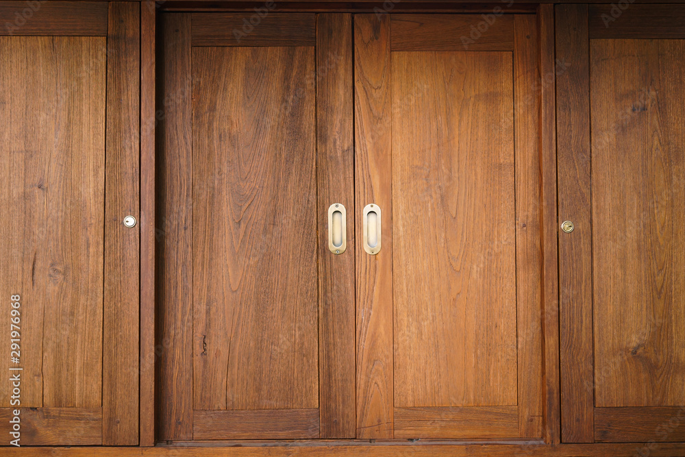 Traditional Japanese style sliding wooden door,Close up sliding wooden door