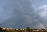 Rainbow over Mazzarino, Caltanissetta, Sicily, Italy, Europe