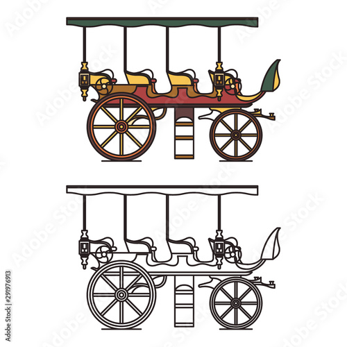 Three seats stagecoach or XIX century steam car