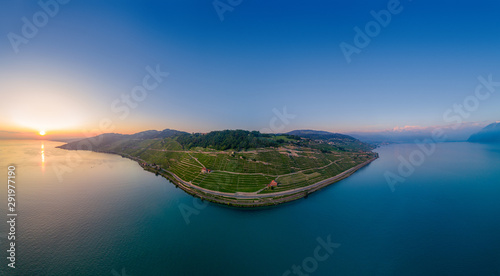 drone shot of swiss riviera