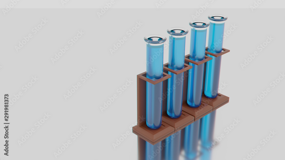 test tubes with blue liquid on white background test tubes with blue liquid on white background