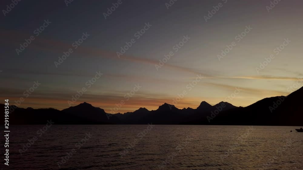 Beautiful sunrise of the Lake Mcdonald