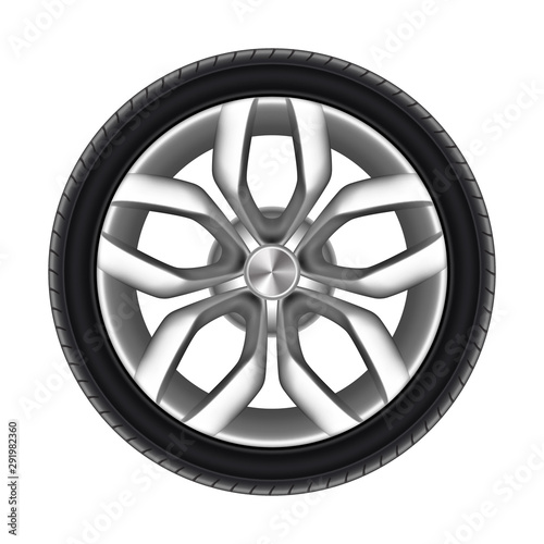Tire of a car isolated. Rubber tyre of truck