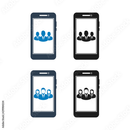 Fototapeta Naklejka Na Ścianę i Meble -  Online Business Team Icon Set. Flat Style vector EPS.