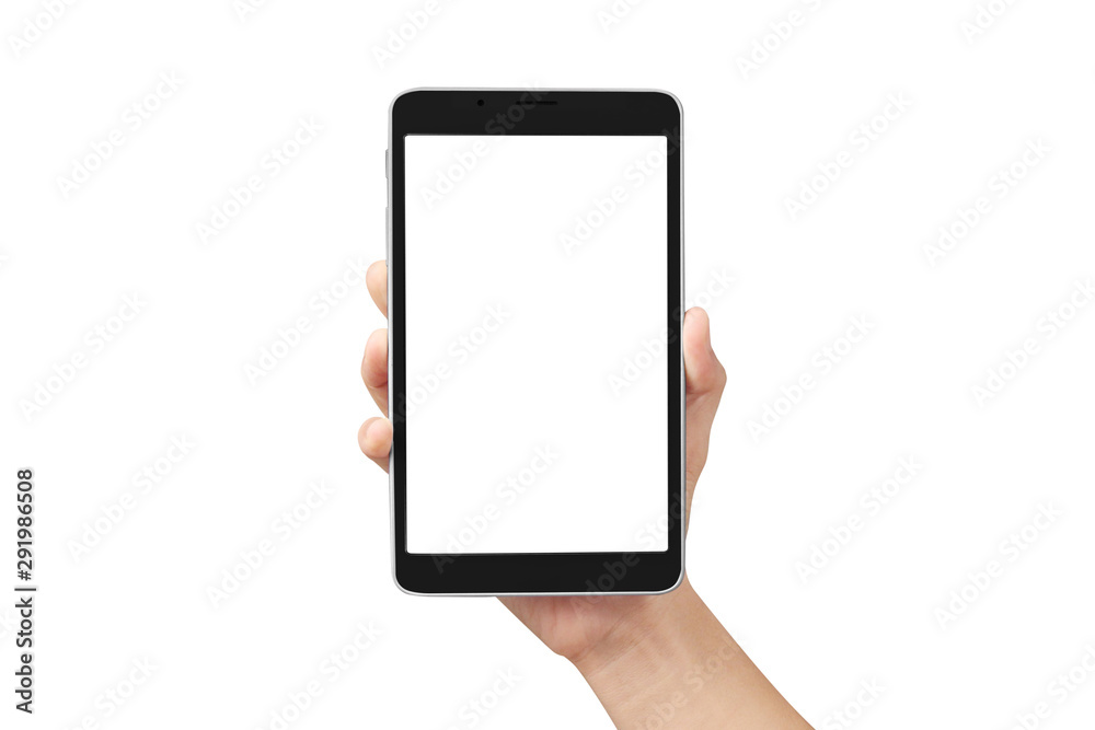 Hands holding tablet computer gadget with isolated Hands holding tablet computer gadget with isolated
