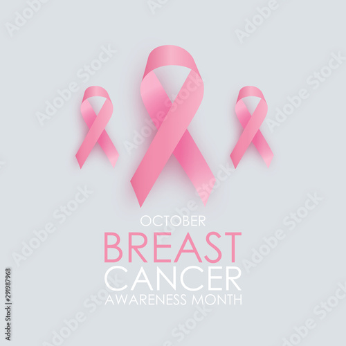 October Breast Cancer Awareness Month Concept Background. Pink Ribbon Sign. V...