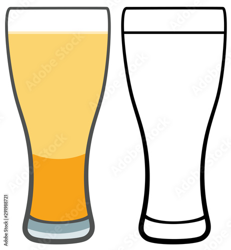 Beer glass in colored and line versions