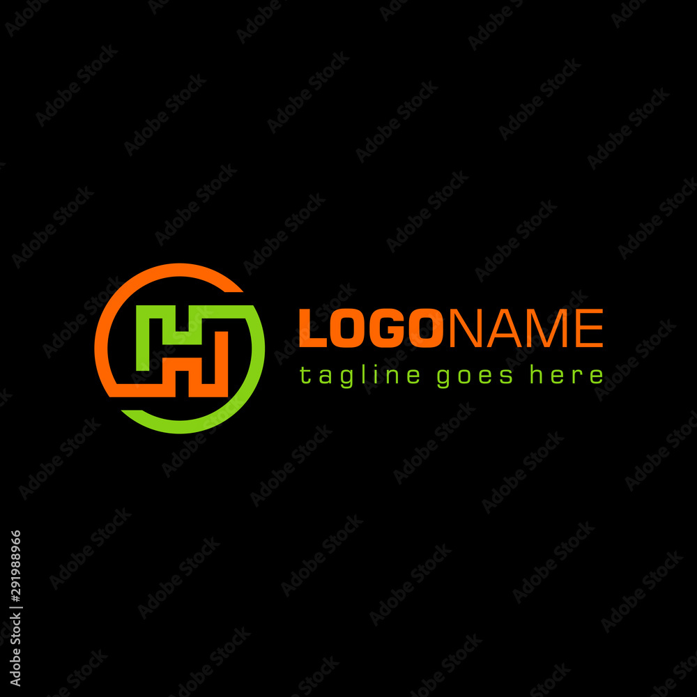 Obraz premium Circular Letter H Logo Design Digital Logo Vector Illustration 