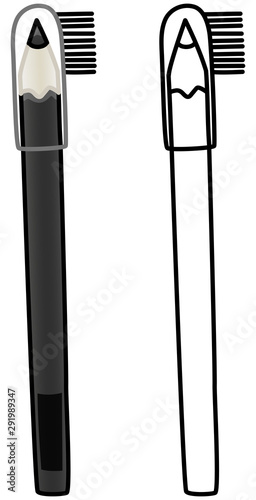 Black eyebrow pencil in colored and line versions