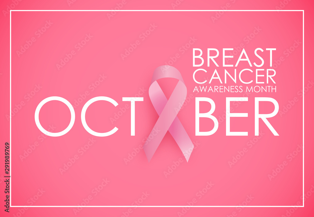 Plakat October Breast Cancer Awareness Month Concept Background. Pink Ribbon Sign. Vector illustration