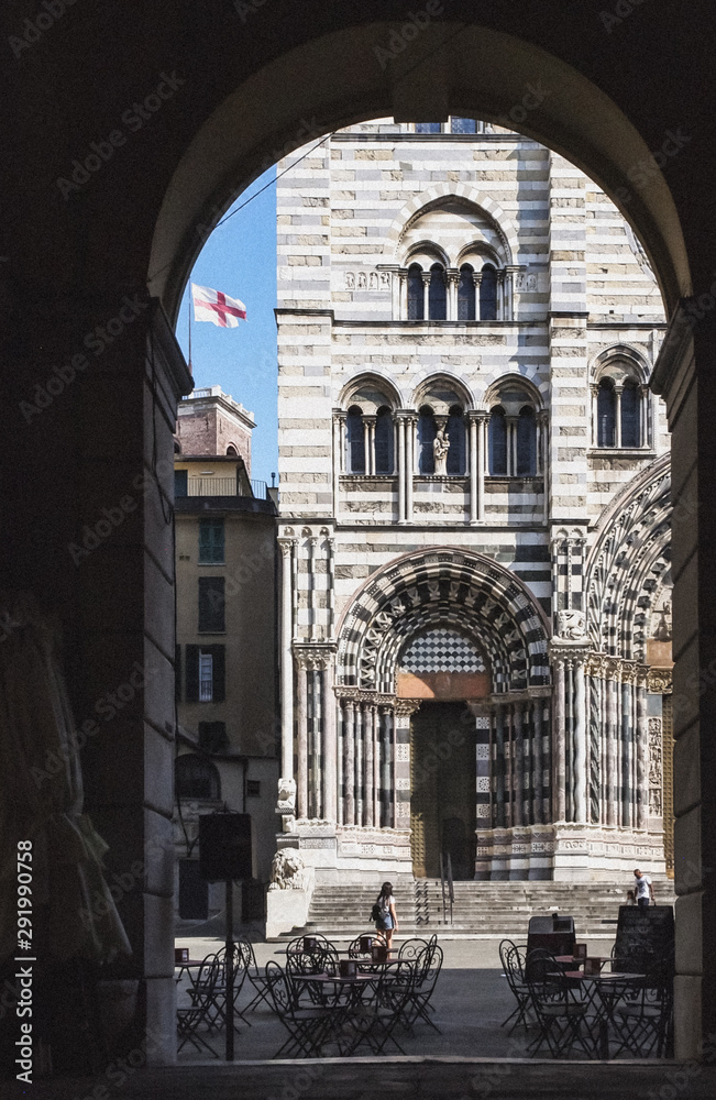 An ancient church in the largest medieval town in Europe Genova in Italy