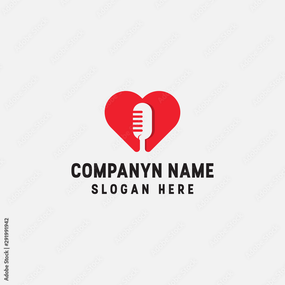 love microphone logo vector template love microphone logo vector template