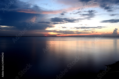 sunset over the river of Diamond Harbour . © Shouvik