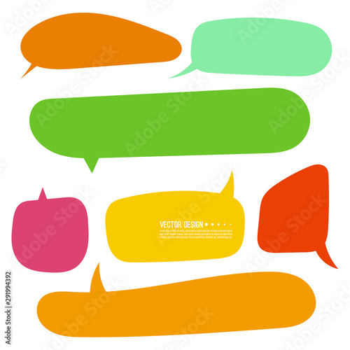 Set of bright varied speech bubbles. Empty cartoon vector frames, text box for conversation.