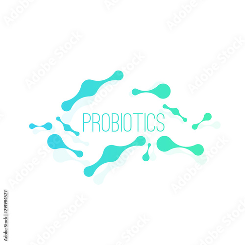 Vector illustration of probiotic bacteria. Good microorganisms that help digestion.