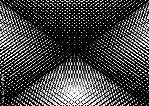 Matrix, grid, mesh pattern of intersecting irregular, dynamic lines. Trellis, lattice, grating illustration