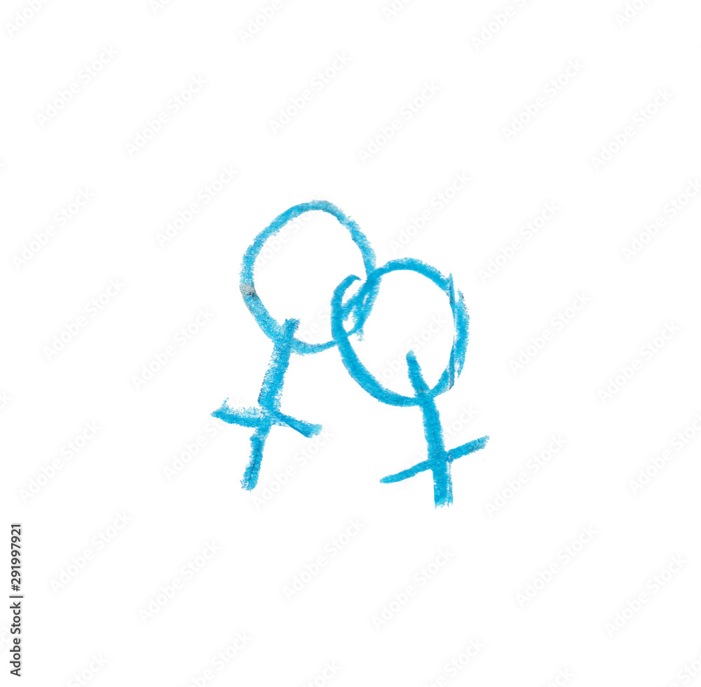 LGBT symbol drawn with wax crayons.The symbol for a female organism or woman.Symbol of homosexual love. LGBT symbol drawn with wax crayons.The symbol for a female organism or woman.Symbol of homosexual love.
