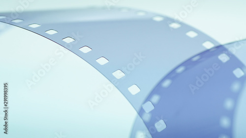 Blue film strip background abstract close-up