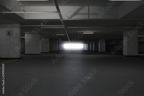 Fototapeta Naklejka Na Ścianę i Meble -  Empty underground parking. 3d render