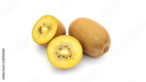 Golden kiwi fruit on a white background.