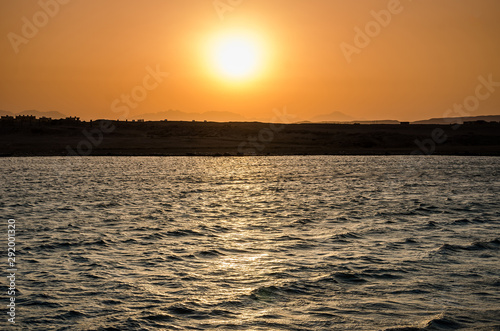Beautiful seascapes and sky colors at sunset. Sunset in the Red Sea.
