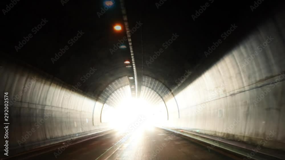 Spooky horror ride through dark tunnel, nightmare concept