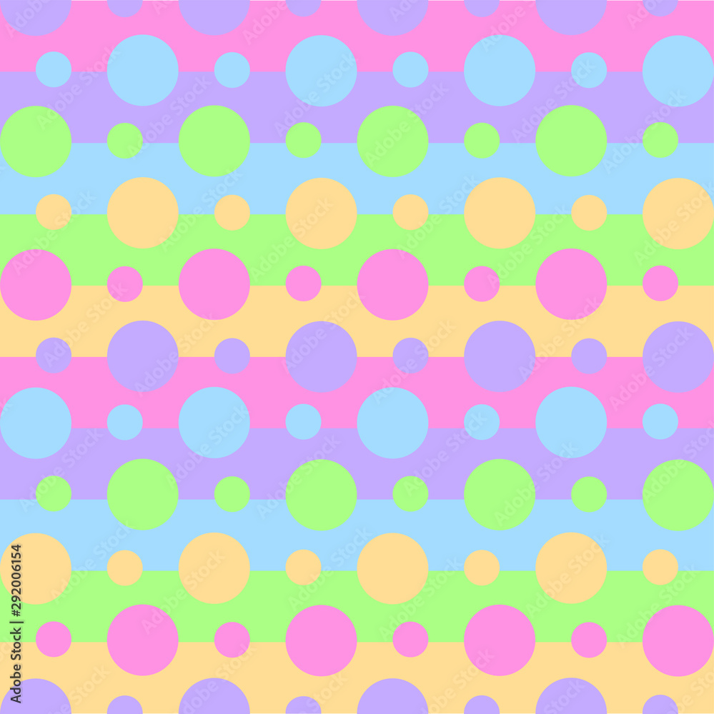 Seamless pattern of vibrant rainbow colors on stripes and circles. Wallpaper of baby pastel print for clothes, pajamas, notebooks or wrapping paper. Seamless pattern of vibrant rainbow colors on stripes and circles. Wallpaper of baby pastel print for clothes, pajamas, notebooks or wrapping paper.