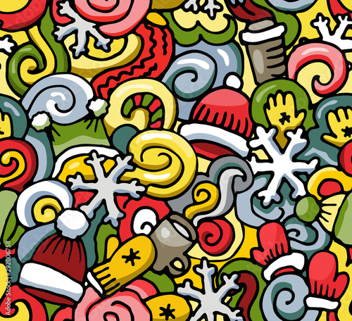 Winter doodle seamless pattern
