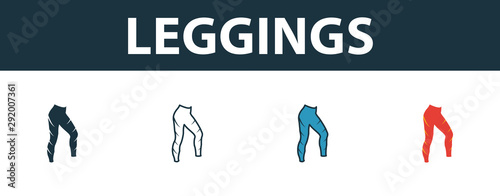 Leggings icon set. Premium symbol in different styles from fitness icons collection. Creative leggings icon filled, outline, colored and flat symbols
