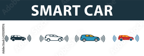 Smart Car icon set. Premium symbol in different styles from smart devices icons collection. Creative smart car icon filled, outline, colored and flat symbols