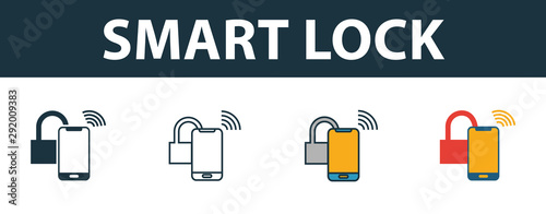 Smart Lock icon set. Premium symbol in different styles from smart devices icons collection. Creative smart lock icon filled, outline, colored and flat symbols