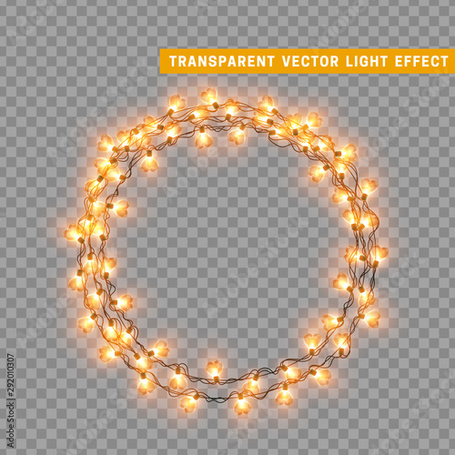 Christmas lights isolated realistic design elements.