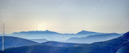 Panorama of rocky mountains in summer