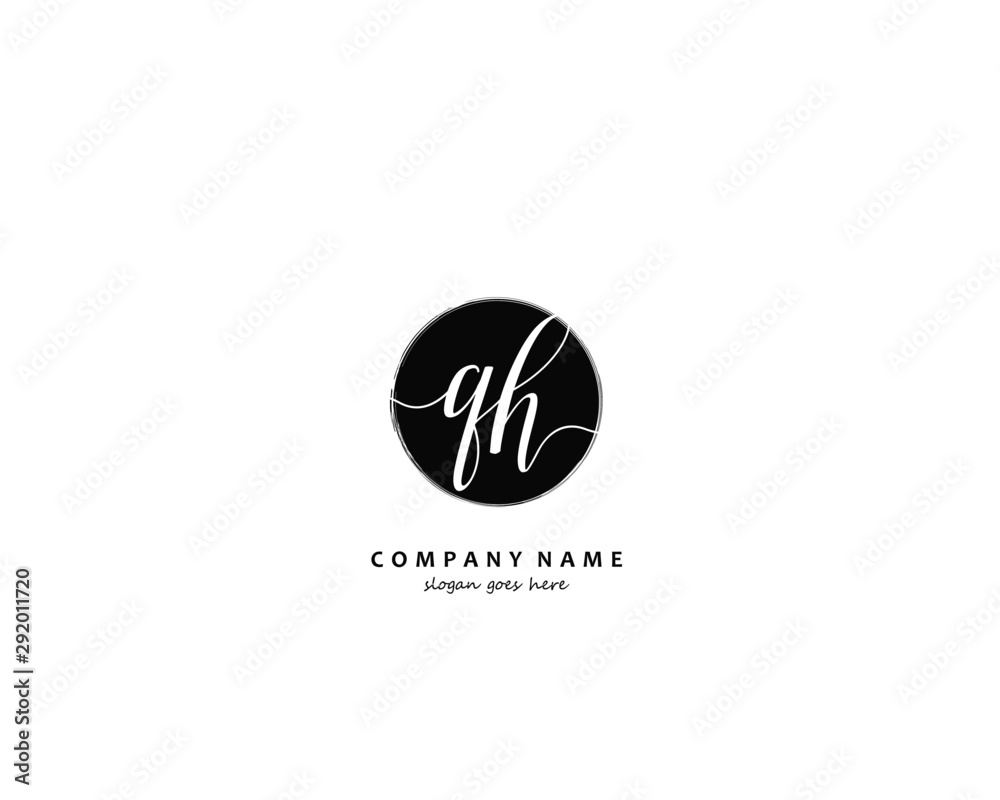 QH Initial handwriting logo vector QH Initial handwriting logo vector