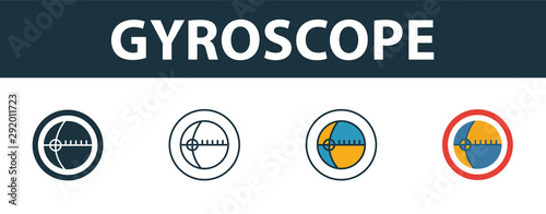 Gyroscope icon set. Premium symbol in different styles from sensors icons collection. Creative gyroscope icon filled, outline, colored and flat symbols
