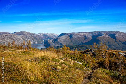 Happy hiking in great autumn weather in northern Norway