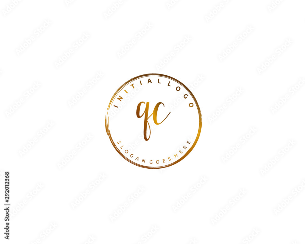 QC Initial handwriting logo vector QC Initial handwriting logo vector