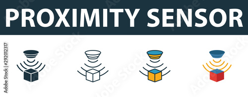 Proximity Sensor icon set. Premium symbol in different styles from sensors icons collection. Creative proximity sensor icon filled, outline, colored and flat symbols photo