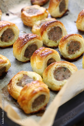 homemade sausage rolls, british savoury pastry snack