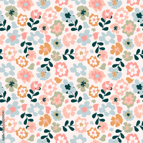 Cute seamless pattern with flowers. Vector creative floral texture. Great for fabric, textile, wallpaper