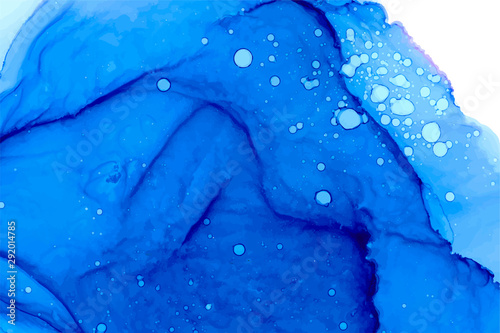 Blue watercolor vector texture background. Alcohol ink art.