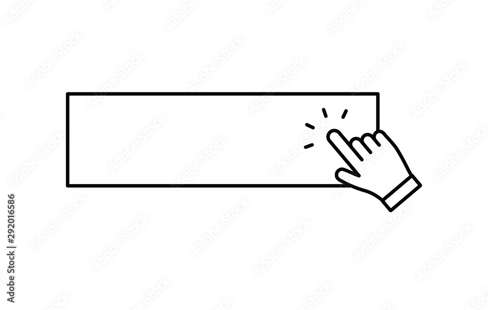 Click here button with hand clicking icon. Click here button with hand clicking icon.